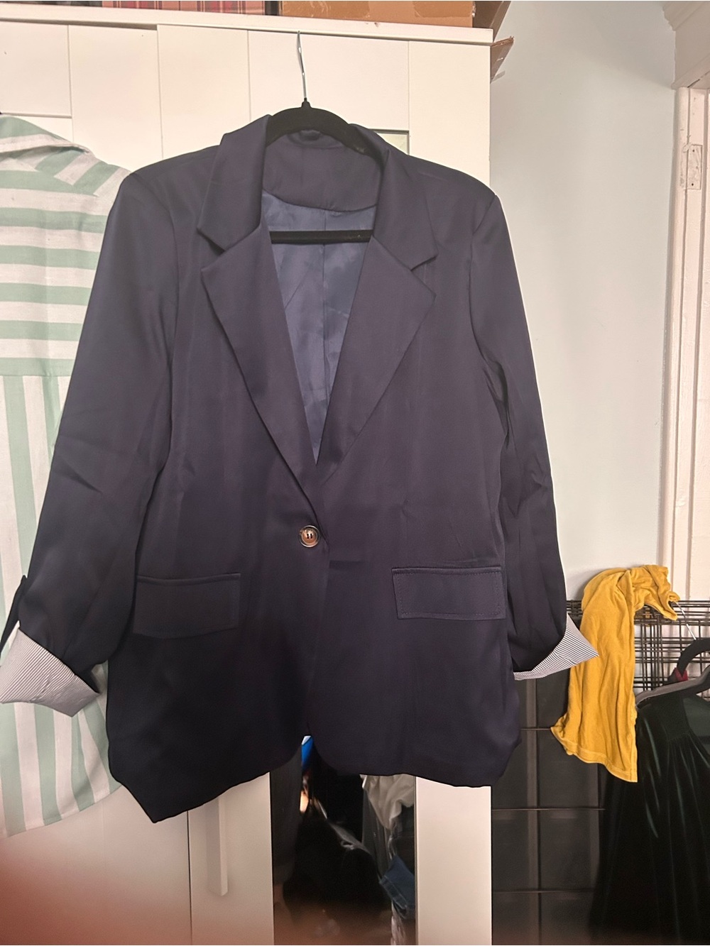 Classic Single-Button Navy Blazer